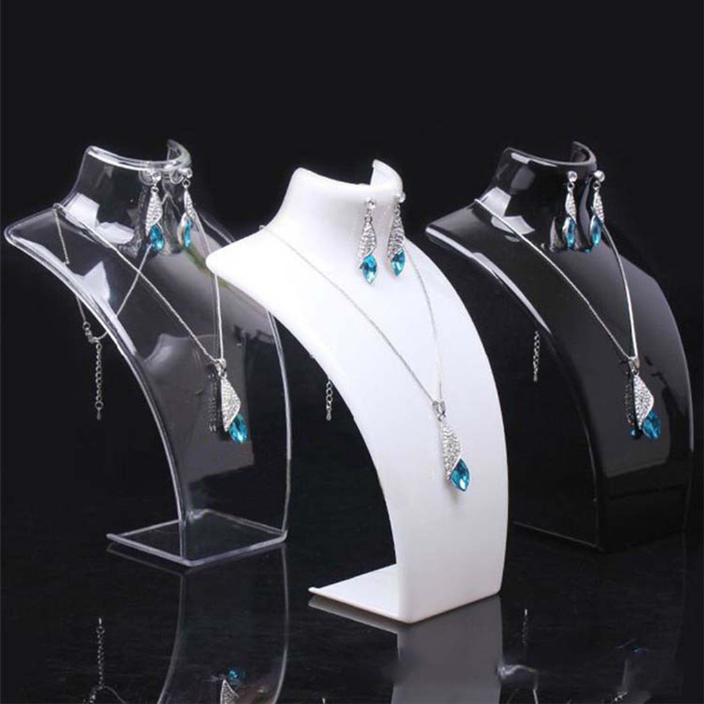 Vkospy Acrylic Jewelry Necklace Pendant Earrings Plastic Mannequin Bust Display Stand Organizer Holder 