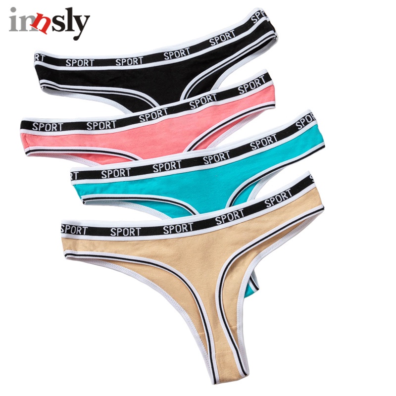 Innsly Panties Women Sexy G String Cotton Breathable Low Rise Solid T