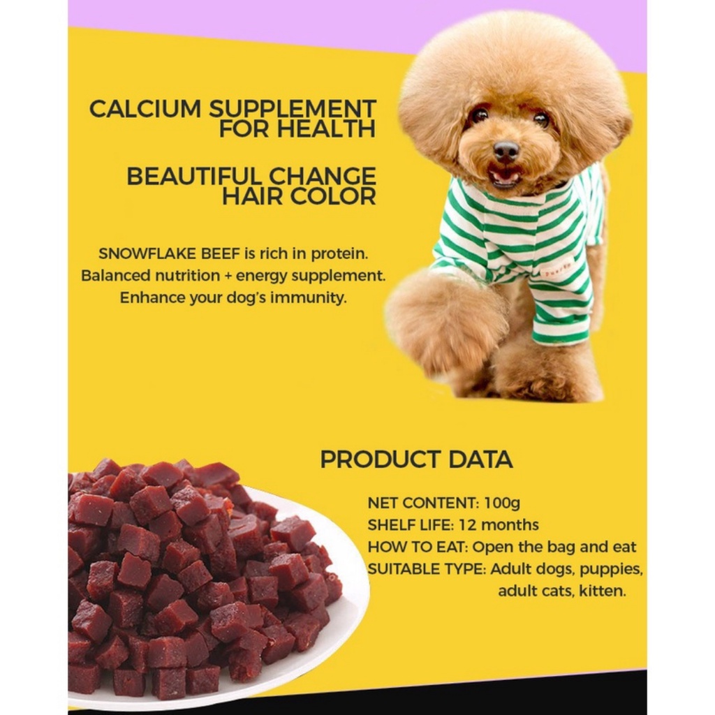 Pom Pet food Snacks beef dog Training Dental Beef Cubes Dog Treat Snack 100g #5