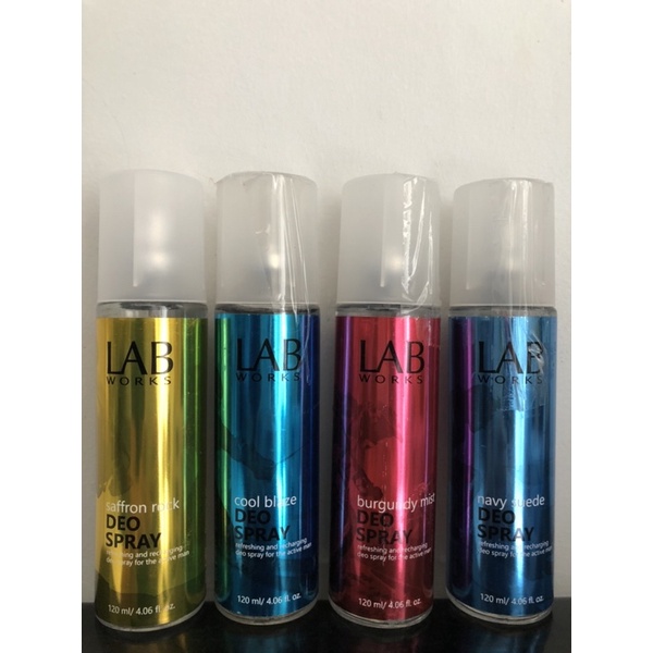 LabWorks Deo Spray 120ml Cool Blaze, Saffron Rock ,Burgundy mist,Navy