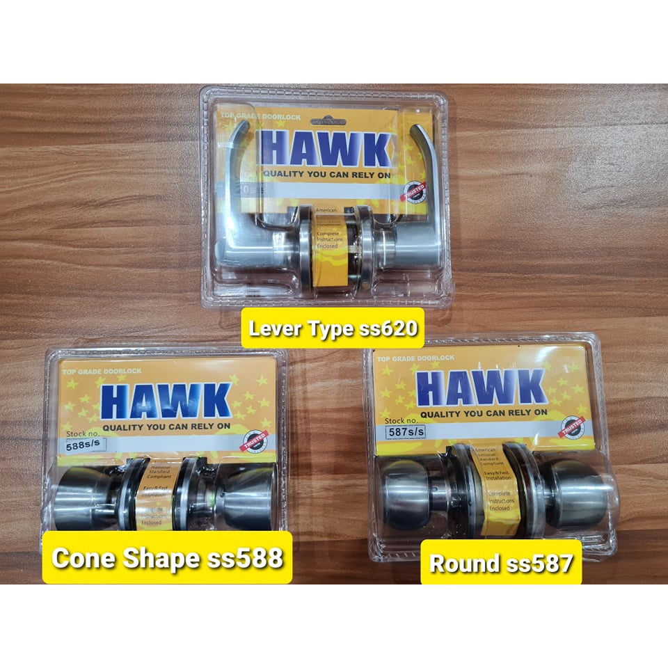 Door knob Stainless Steel Cone / Round / Lever Type Hawk Series Lockset