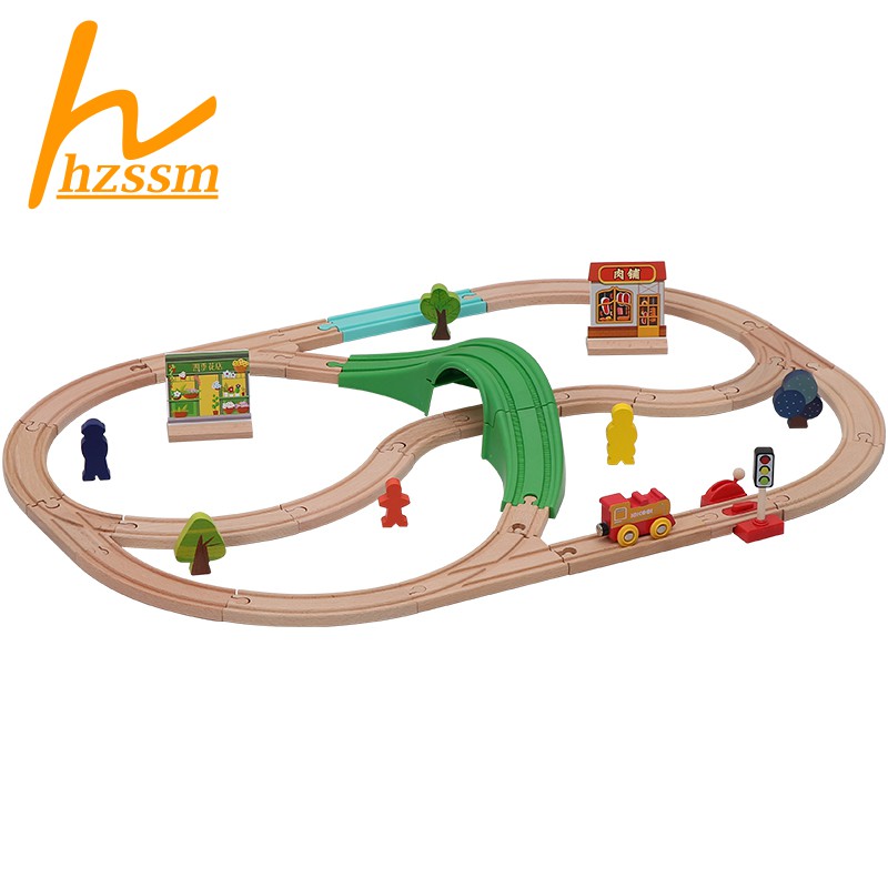 kids wooden train track
