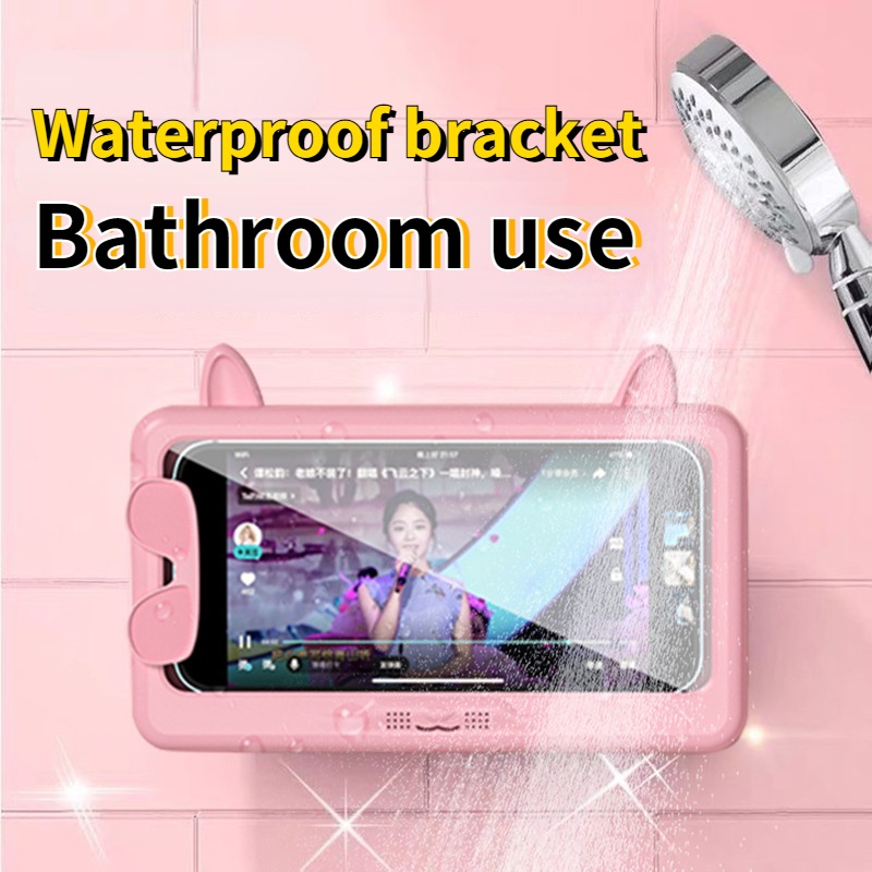 mobile phone holder bathroom waterproof phone holder Watching videos while taking a shower No