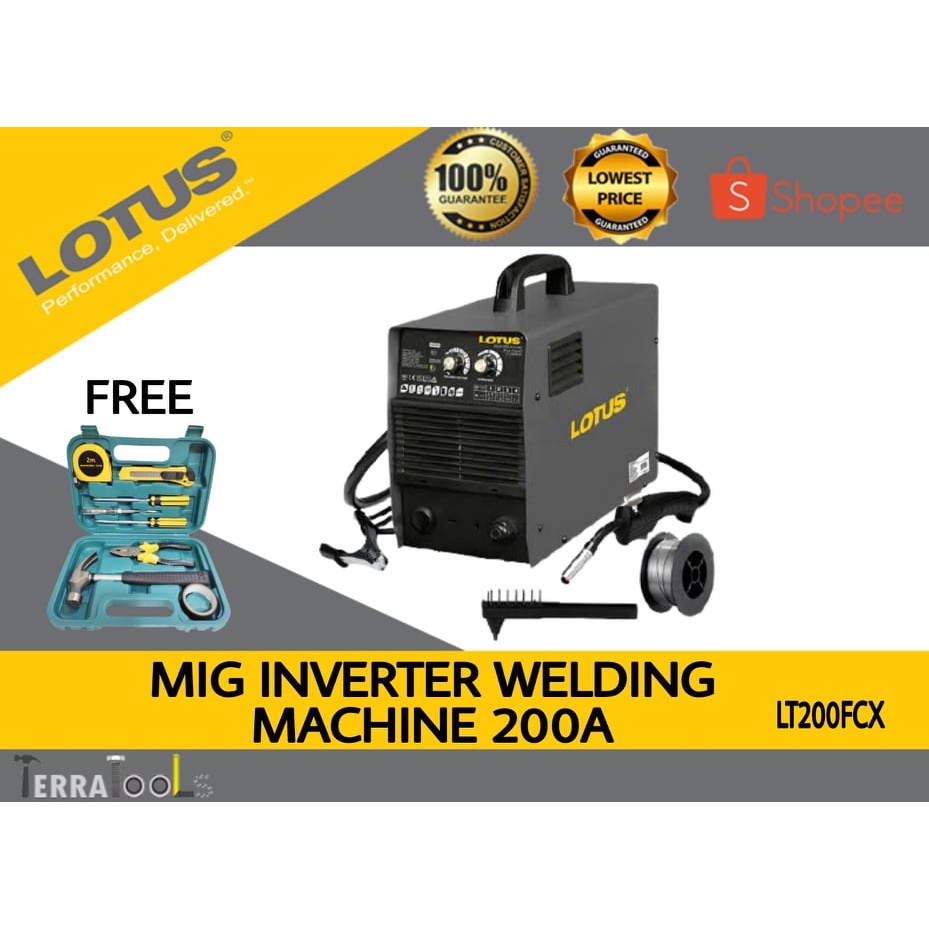 LOTUS 200A MIGWELD Gasless MIG Inverter Flux Corded Welding Machine