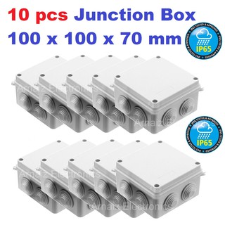 (10 pcs) 100x100x70mm IP65 Waterproof Outdoor Electrical CCTV Enclosure Square Junction Box White