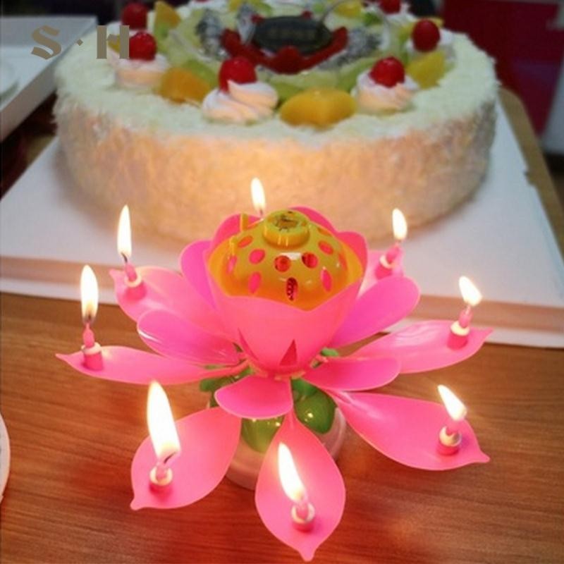 Sim Joyful Magic Lotus Flower Birthday Cake Light Music With Small