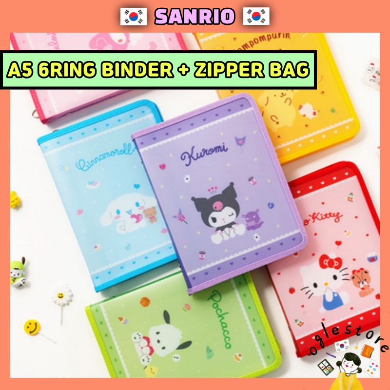 Sanrio A5 6Ring Binder + Zipper Bag SET Sanrio Photocard Binder Diary ...