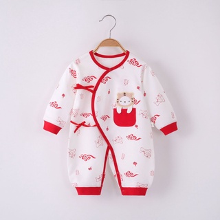 Baby Jumpsuit Spring Autumn Boneless Romper Pure Cotton Festive Bag Fart Clothes Male Female Cartoon Lion Chinese Style Climbing #3