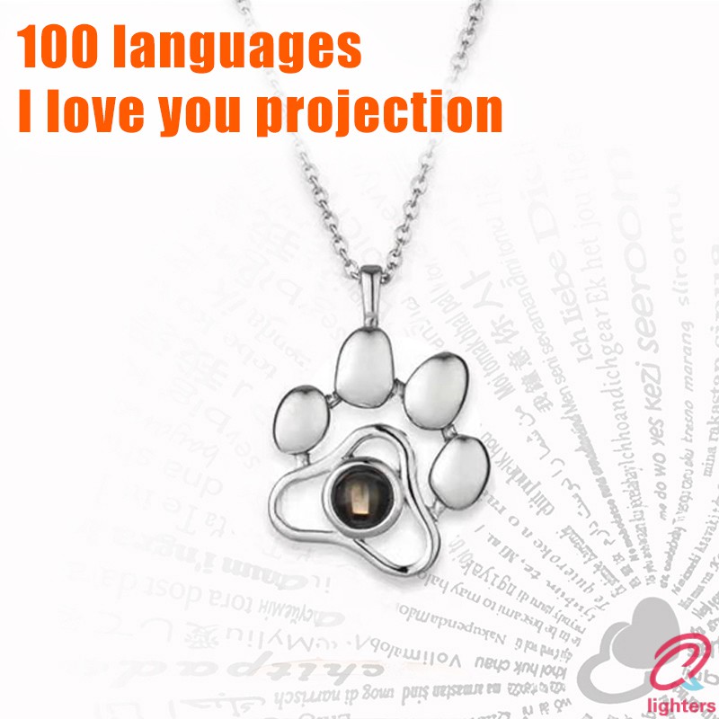 Personalized Pet Photo Necklace 100 Languages I Love You Projection Necklace Cute Pet Paw Metal Necklace Shopee Philippines