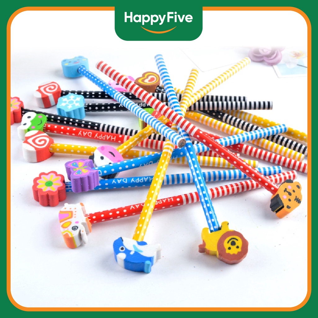 1 Pc Hb Cute Pencil With Eraser Animal Cartoon Kids Pencil Stationery 