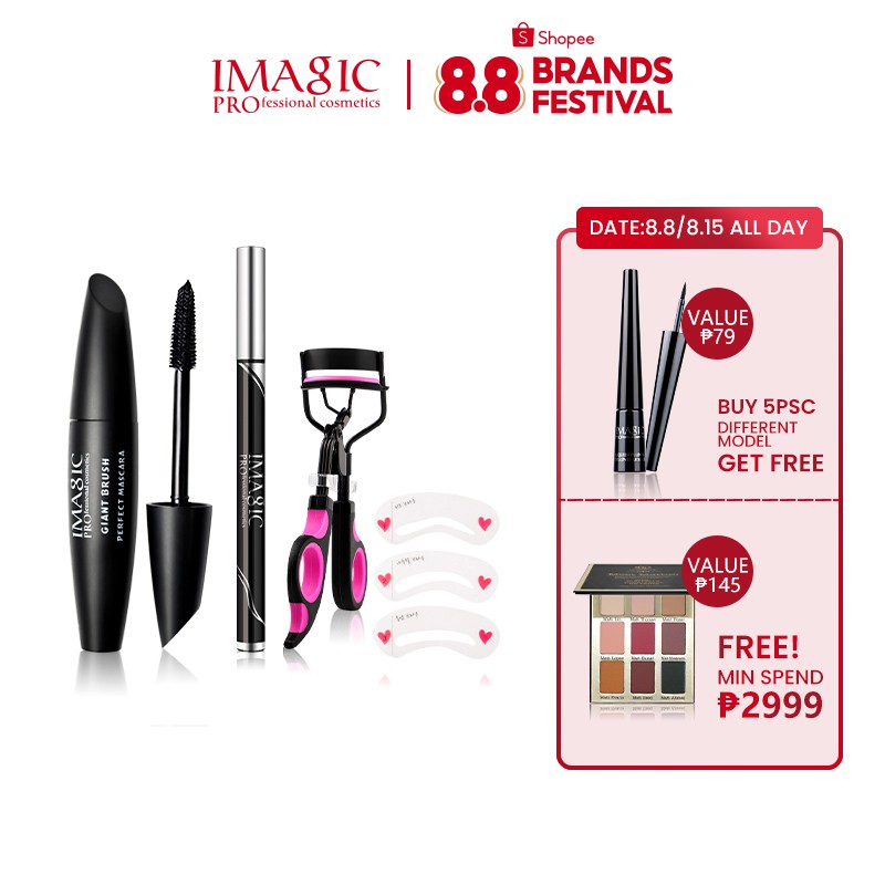 IMAGIC Eye Makeup Set Eyelash Curler+Waterproof Eyeliner +Mascara Long