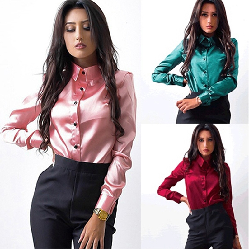 silk satin blouse long sleeve