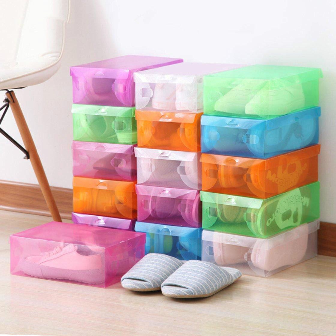 Candy color thick clamshell plastic shoes box pp drawer shoe box ...