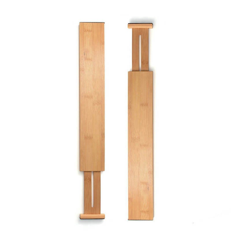 Bamboo Expandable Divider Organizers Spring Adjustable Kitchen