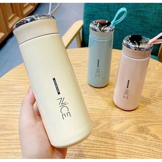 Nice Cup Glass Bottle Tumbler Creative Leakproof Water Cup 400ml Double Layer Stainless