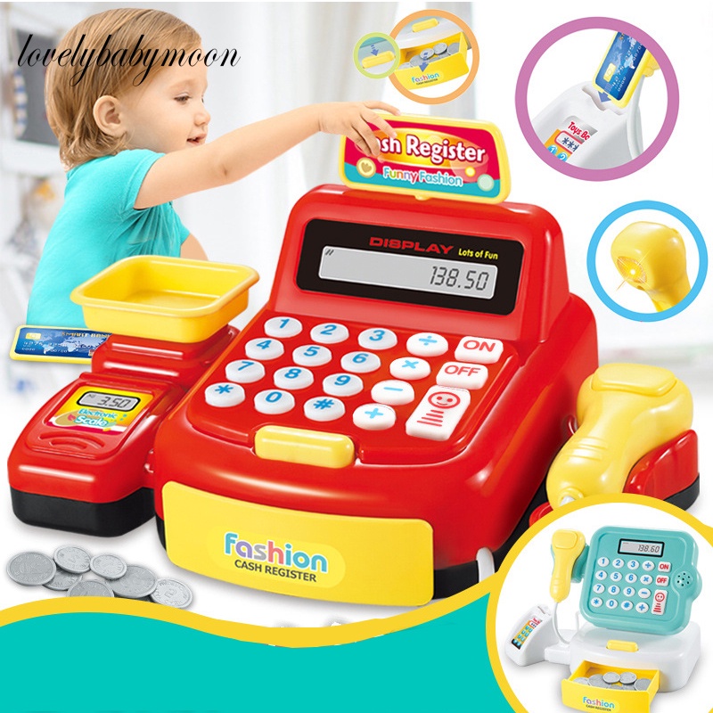 Market Shopping Cash Register Credit Card Machine Kids Play House Toys ...