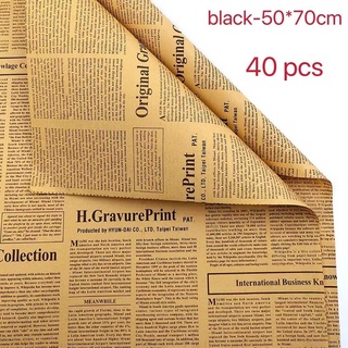 50*70cm Flower Packaging Material Retro Kraft Paper English Newspaper Bouquet Gift Wrapping Paper #7