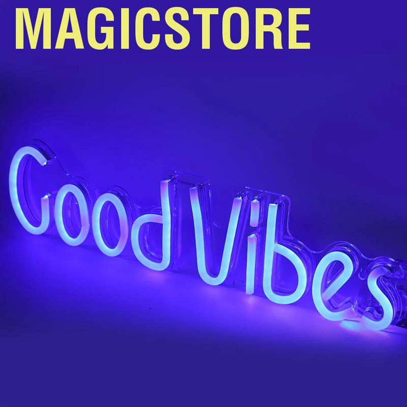 Magicstore Good Vibes Letter Shaped Neon Signs Led Light Diy Art Transparent Panel Shopee Philippines