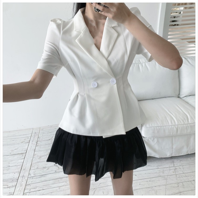 2021Summer New Waist-Tight Split Suit Short Coat for Women+High Waist Bubble  Skirt Skirt Outfit | Shopee Philippines