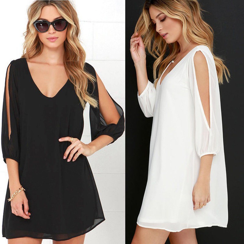 short chiffon dresses with sleeves