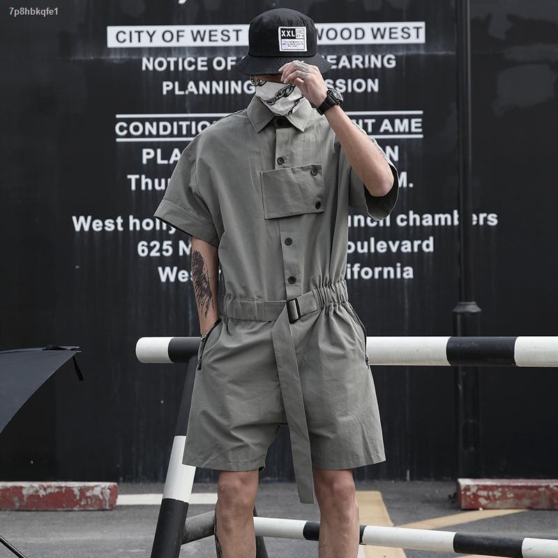 American Tooling Jumpsuit Male Loose Ins Strap Shorts Straight Hip Hop One Piece Work Clothes Suit Shopee Philippines