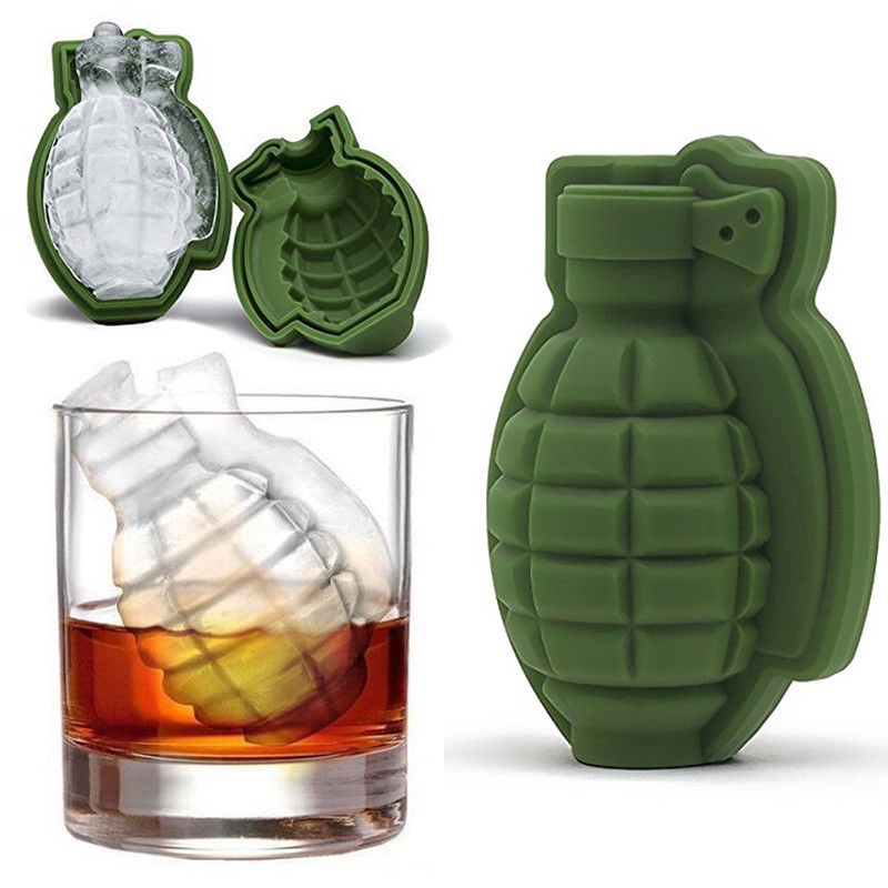 Three Co 3D Grenade Shape Ice Cube Mold silicone cake Mold Ice Cream Trays Mold for Great bar party Gift e utensili da cucina 