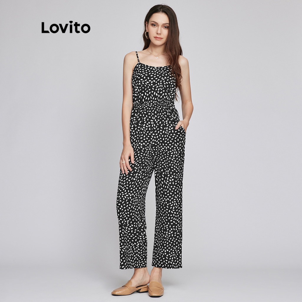 Lovito Elegant Polka Dot Spaghetti Strap Jumpsuit Romper L26LD079 ...