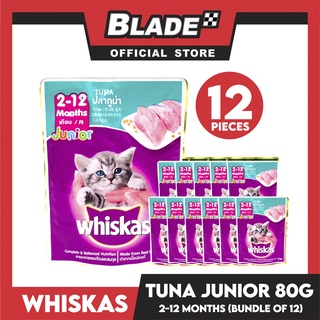 dings 12pcs Whiskas Junior Tuna 2-12mo's Pouch Wet Cat Food 80g