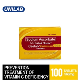 United Home Ceetab Premium (Sodium Ascorbate) (Non-Acidic Vitamin C for Immunity) 100S