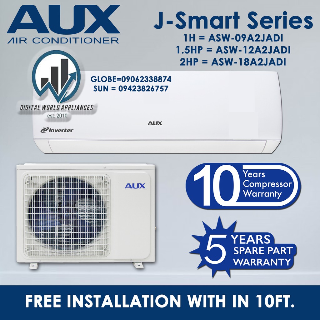 Brand new AUX 1.5hp J SMART SERIES split type inverter wall mounted aircon ASW12A2/JADIWITH
