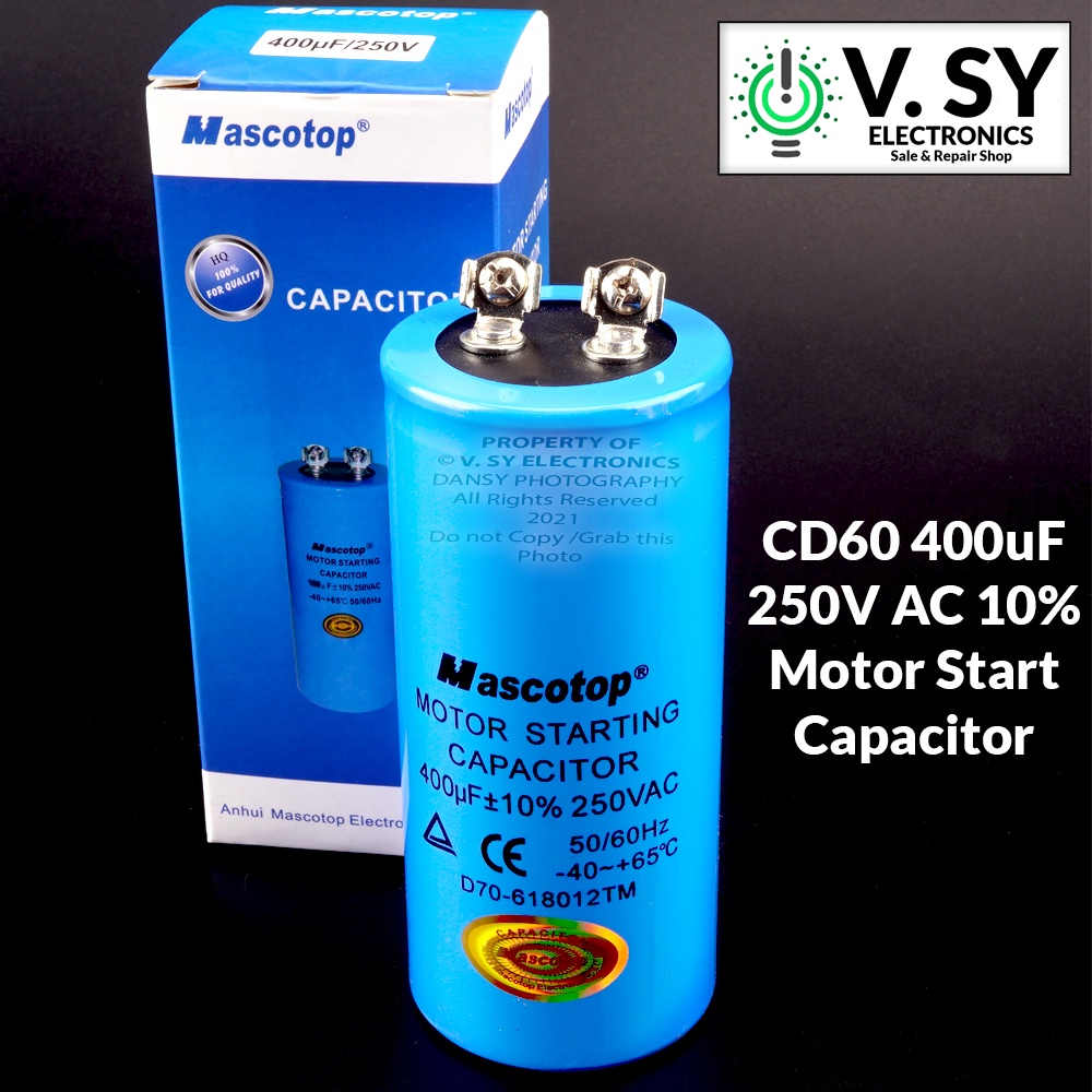 Condensatori Avviamento Motore 300uF 250V AC - Pack Da 5, Terminali A Vite, Nuovi Per CD60