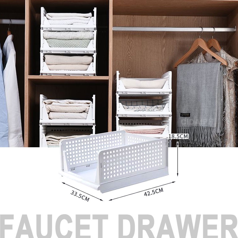 Stackable Clothes Storage Basket Plastic Foldable Basket Stackable