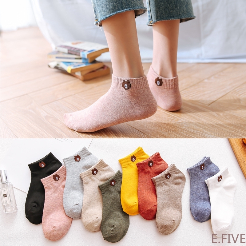 Korean Unisex Printed Bear Ankle Socks Fashion Iconic Socks Breathable Foot  Colorful Cotton Socks | Shopee Philippines