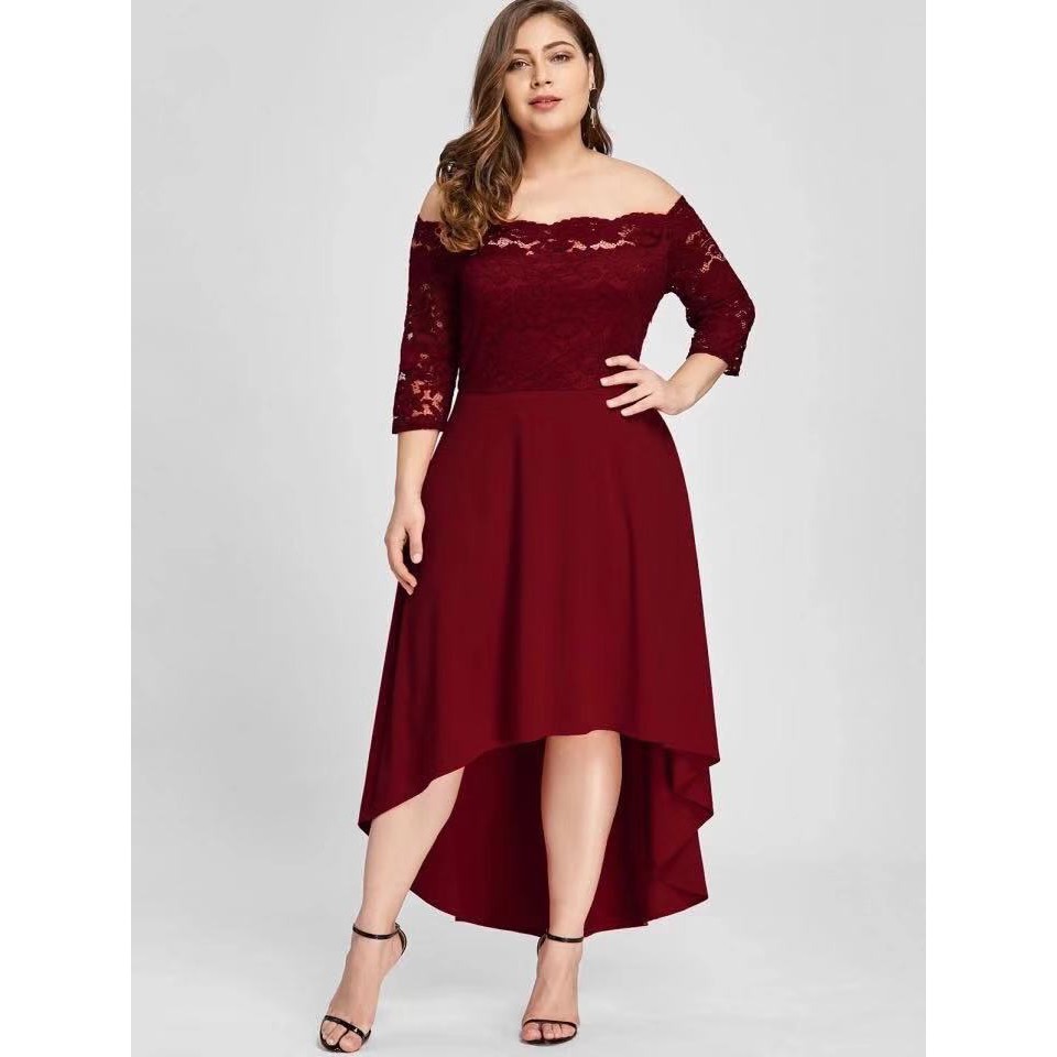 plus size off shoulder cocktail dress