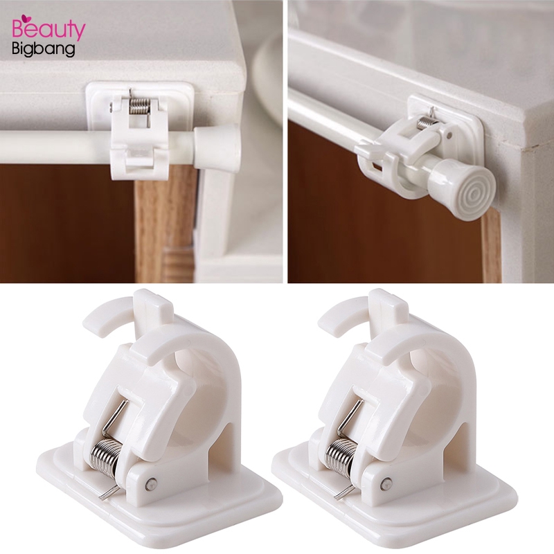 Self Adhesive Curtain Rod Brackets,No Drilling Drapery Hook Holders,Clear Curtain Pole Wall Brackets Fixing Rod Holder for Bathroom Kitchen Clear（8PCS） 