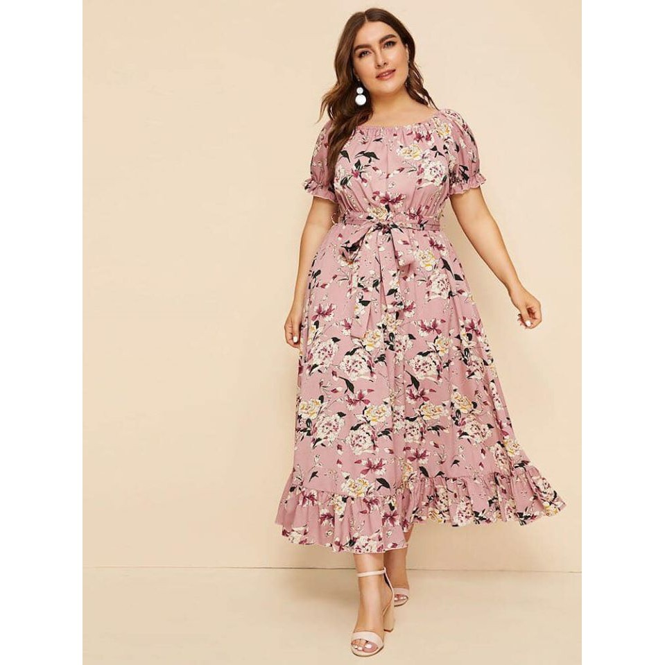 plus size peach maxi dress