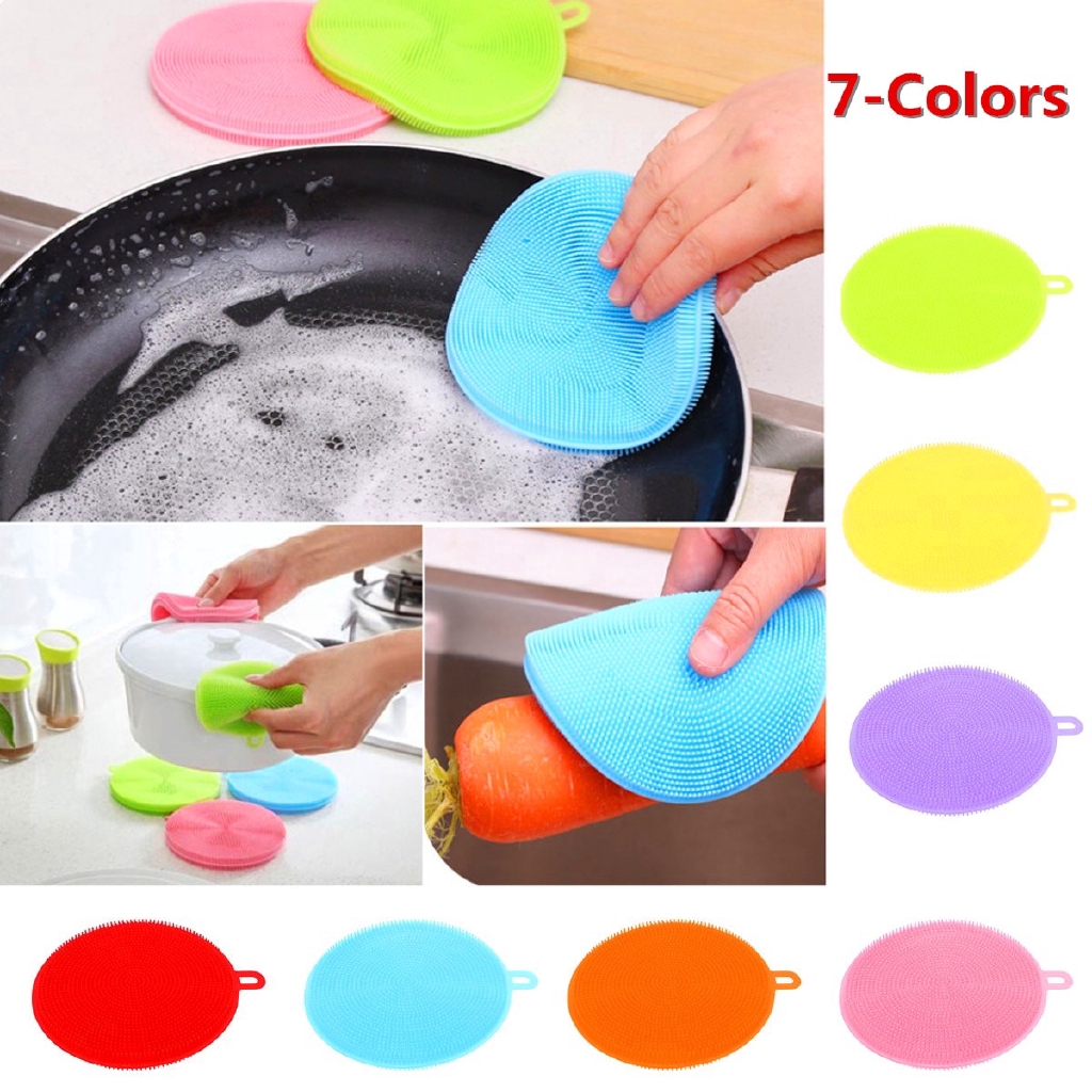 Kitchen Supplies Cleaning Brushes Silicone Dish Bowl Scouring Pads Pot Cleaner 