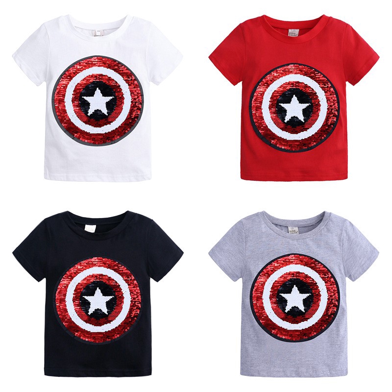 Spiderman Change Into Captain Short Sleeve Boys Girls T Shirts Kids Children Fashion Tops Shirts Marvel Designer
