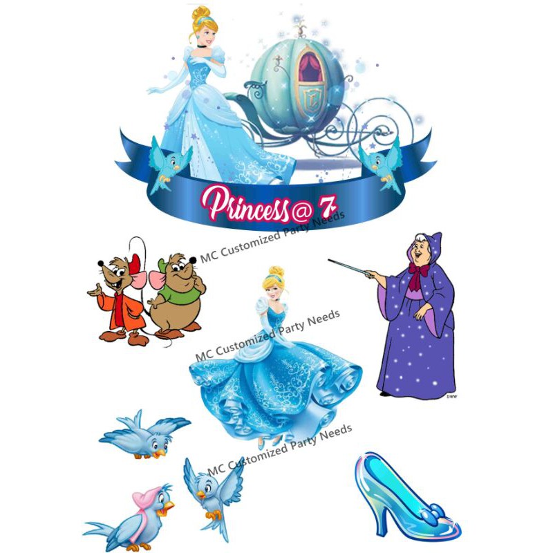 Cinderella Princess Edible Frosting Image Photo Cake Topper Inches