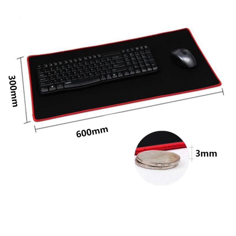 Red 60 x 30 cm Plain Extra Large Mousepad Keyboard water proof Shopee