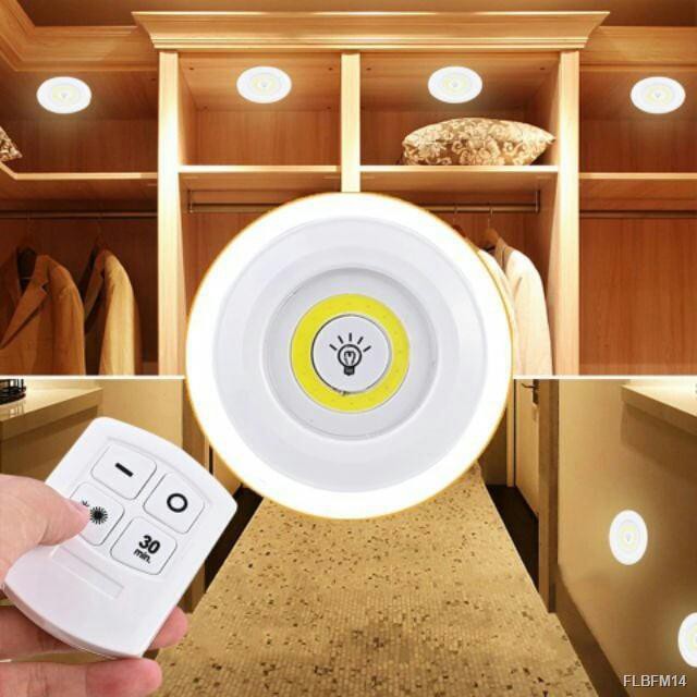 ∈3W COB LED Light 4 Pack with Remote Controller Brightness Adjustable