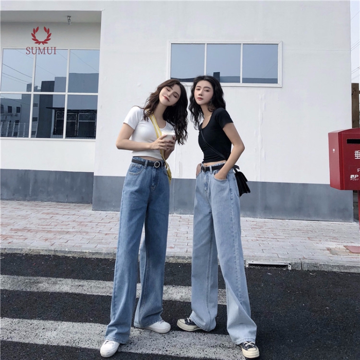 Light Blue Wide Leg Jeans Rose BlackPink Fashion Chingu | lupon.gov.ph