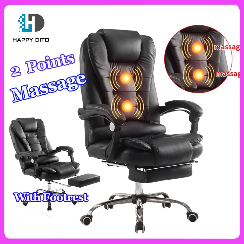 Leather Computer Chair Massager Office Chair Adjustable Comfort Reclining Chair With Footrest