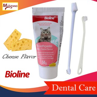 Bioline Toothpaste with Cheese Flavor 50g for Cats Dental Hygiene Set Complete Dental Care