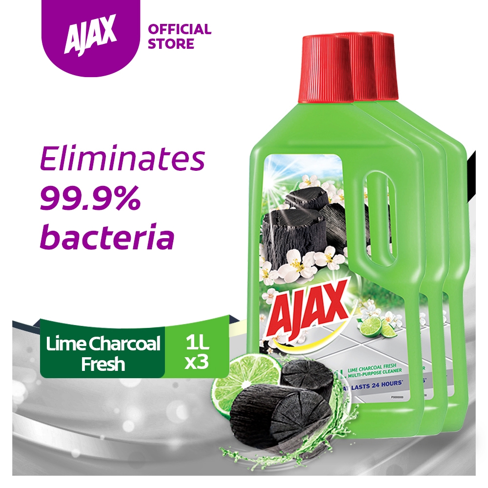 Ajax Antibacterial Multipurpose Cleaner Lime Charcoal Fresh 1L Pack of