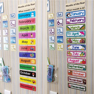 148PCS/Set Calendar Wall Kids English Learning Flash Cards | Shopee ...
