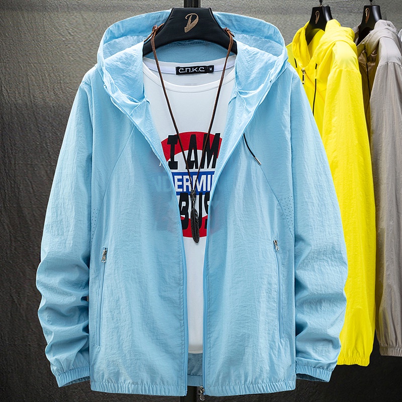 SHALOM Sun Protection Lightweight Windbreakers Men Hoodie Track Jacket