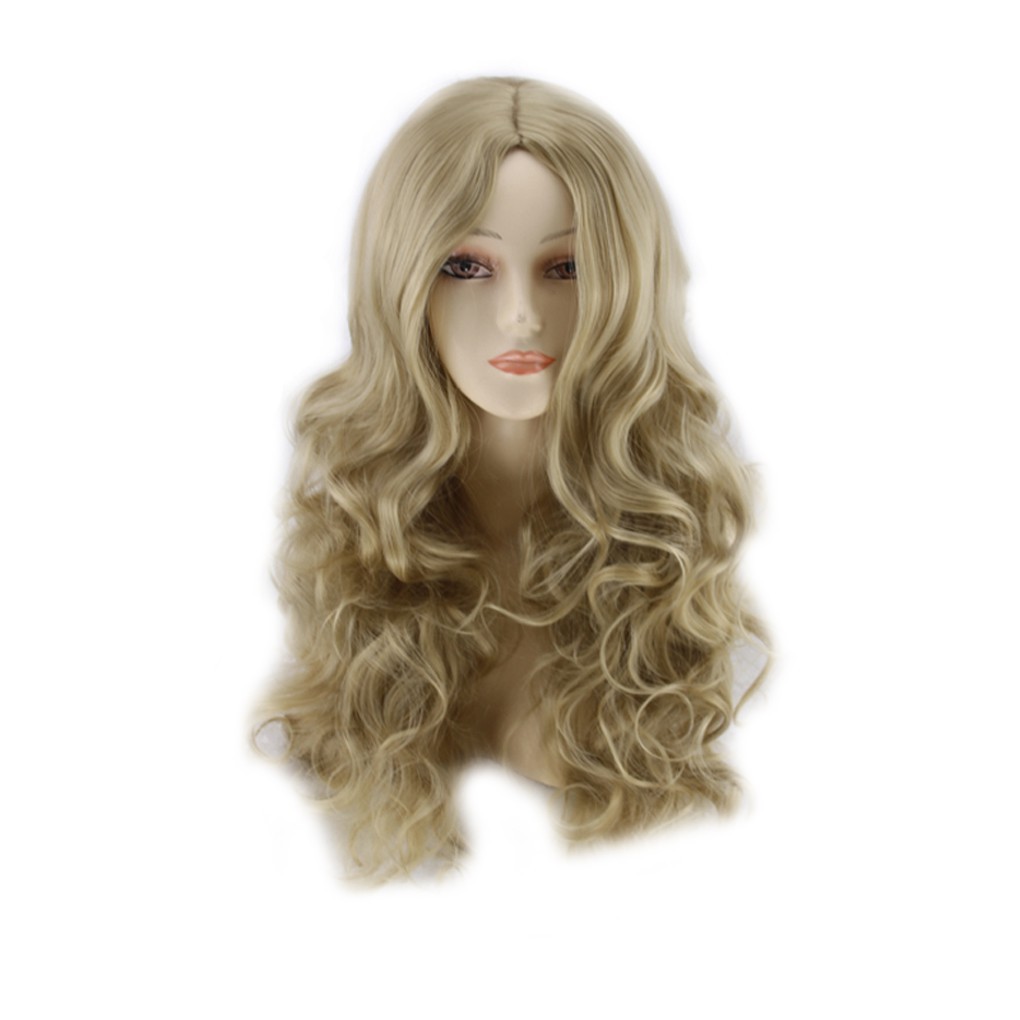 Women Hair Princess Wig Long Curly Ash Blonde Anime Cosplay Wig
