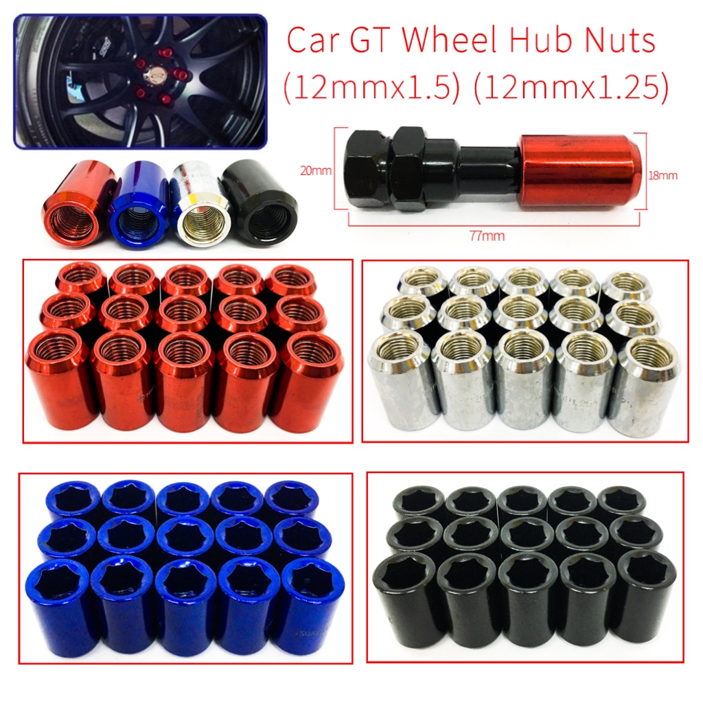 OC 16PCS RACING STAINLESS STEEL CAR GT WHEEL HUB LUG NUTS (M12X1.5MM