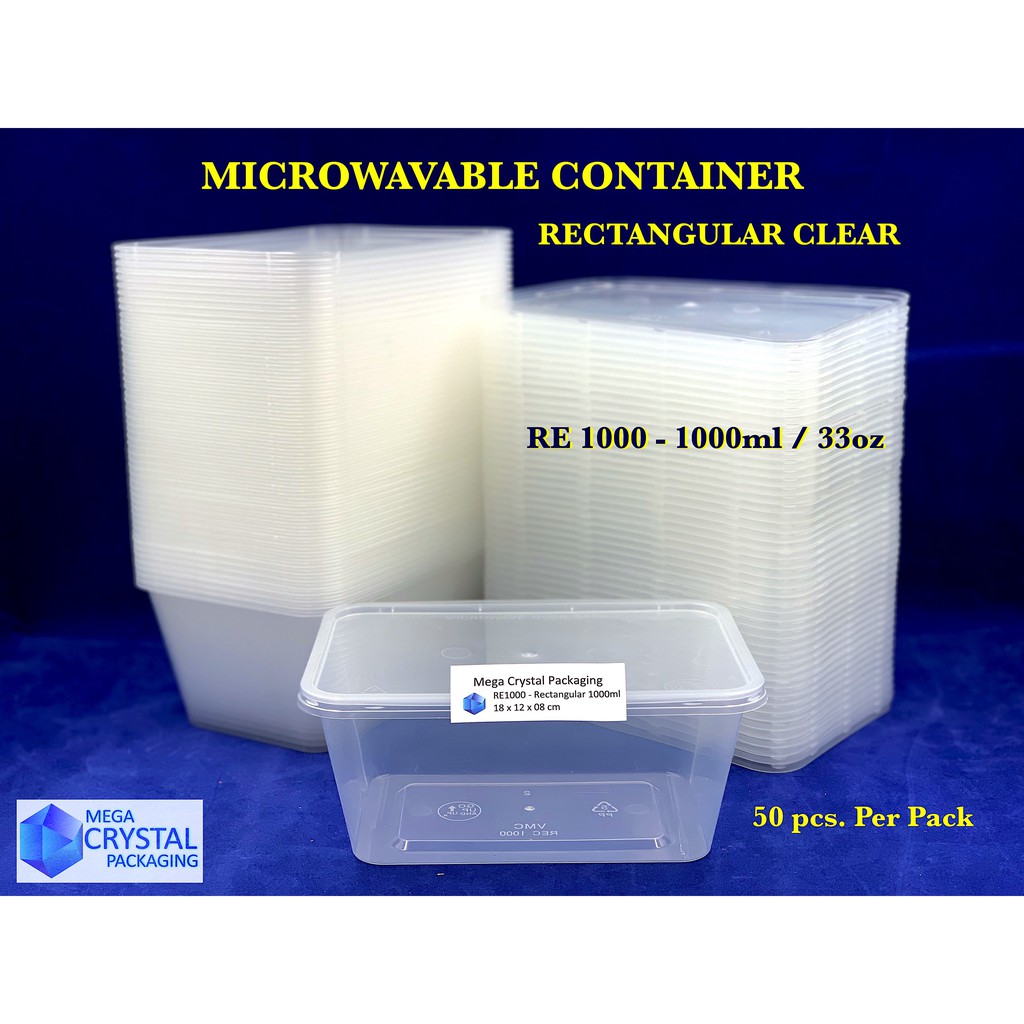 Microwavable Plastic Container Re 1000 Rectangular 1000 Ml 50 Pcs Per Pack Shopee Philippines